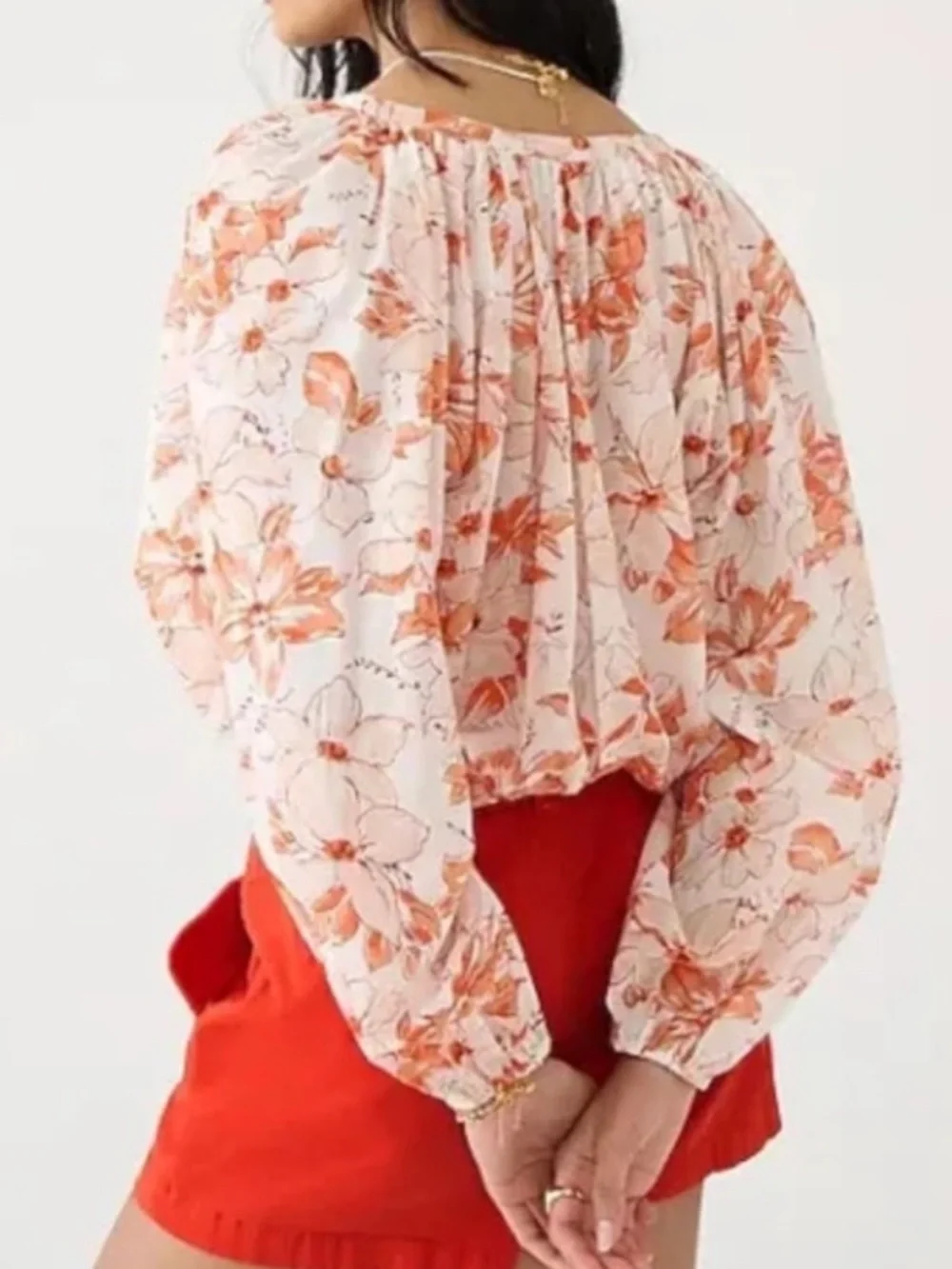 J.Crew tassel tie, breezy blooms floral cotton blend top lightweight NWOT